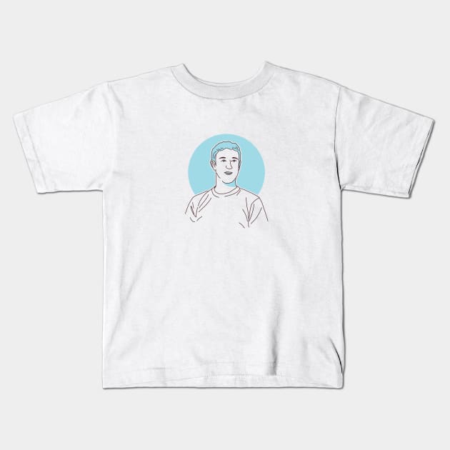 Mark Zuckerberg Line Art Kids T-Shirt by jayaadiprastya